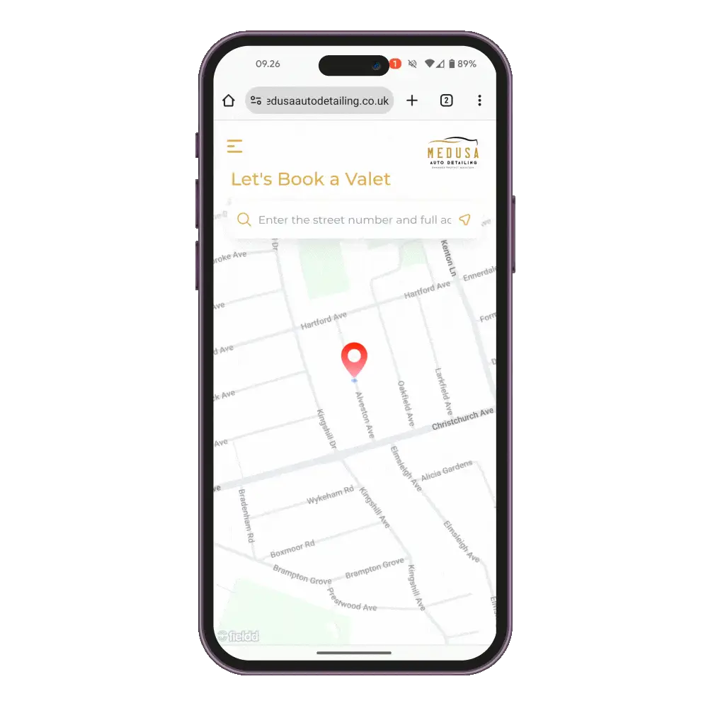 Booking a mobile car valet on a phone