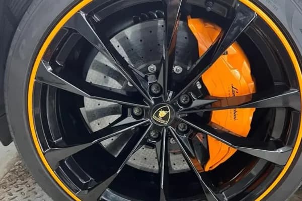 Alloy wheel rim protector fitted to car wheel