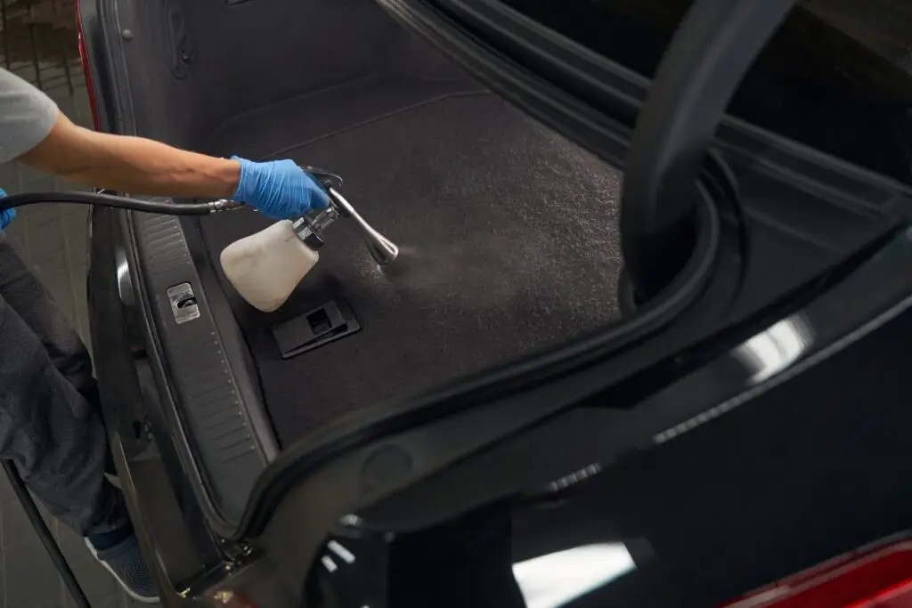 Paint spill removal from car boot carpet