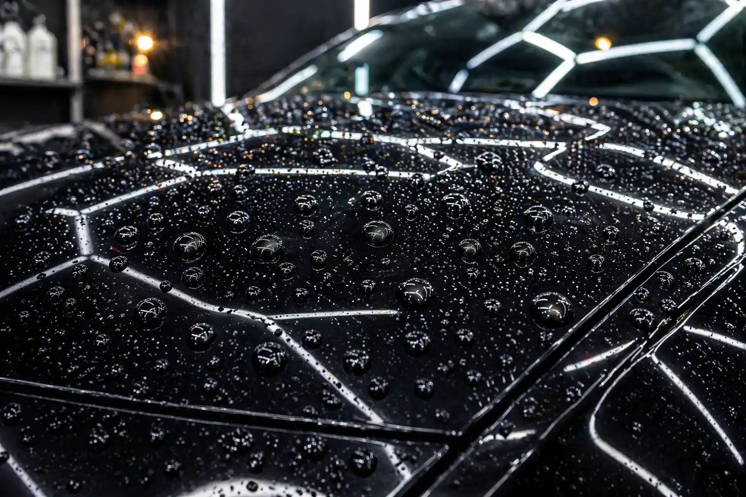 ceramic coating paint protection with water beading effect on car in London